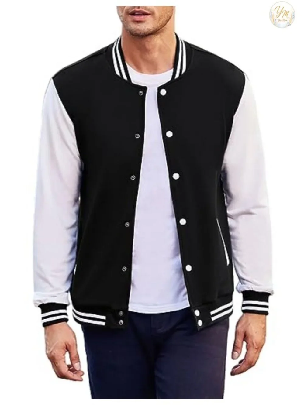 Men's Varsity Jacket Cotton Blend Slim Fit Letterman Baseball Bomber Coat